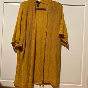 Short sleeve boho cardigan mustard yellow / gold